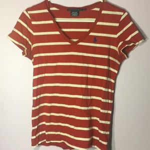 striped v-neck tee
